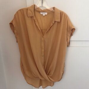 Becaal Yellow Draped Blouse Size M